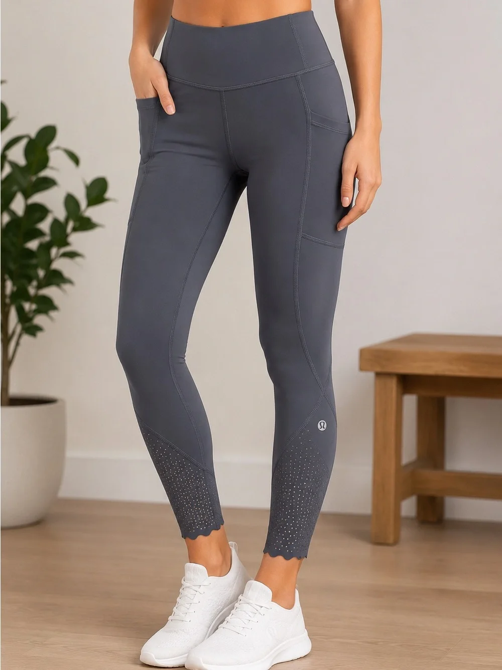 lululemon athletica Charcoal Gray High-Rise Pocket Leggings with Scalloped Hem